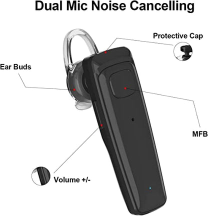 ADADPU Bluetooth Headset - V5.0 Wireless Handsfree Earpiece Built-in Dual Mic Noise Cancelling, 10 Days Standby 16Hrs HD Talktime Ultralight Headset for iPhone Android Samsung Laptop(Black) - color: Black