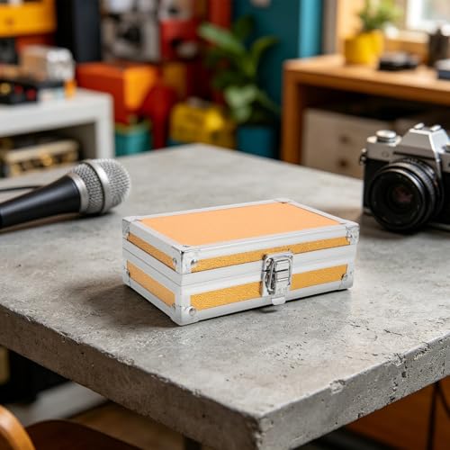 Lockable Equipment Storage Case: 7'' Aluminum Hard Shell Briefcase with Pre-Diced Protective Foam - Carrying Case for Wireless Mic Setups Camera Gear - color: Golden