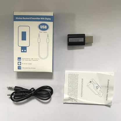 USB Bluetooth 5.0 Transmitter Receiver, 2-in-1 Wireless Audio Adapter | 3.5mm Aux Blutooth Adapter, Built in Mic/Low Latency/HD Audio/Plug n Play-for TV/PC/Car/Speaker