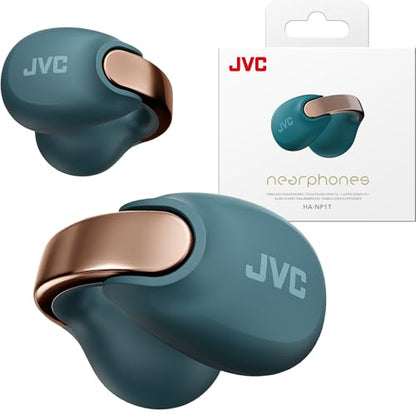 JVC Nearphones HANP1TA Open Ear True Wireless Headphones, Teal Blue | Bluetooth 5.3, 24H Playback, IPX4 Water Resistant, Built-in Mic, Ear Clip Design - color: Teal Blue