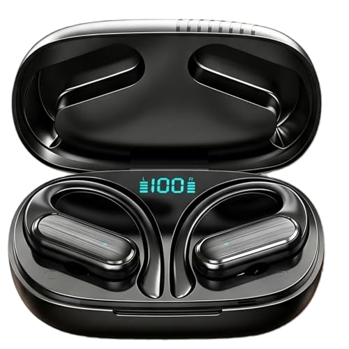 Over The Ear Earbuds Bluetooth Headphones Wireless Earbuds 60hrs Playtime Wireless Charging Case Sports Ear Buds Stereo Sound IPX7 Waterproof Sports Earphones for Running Black