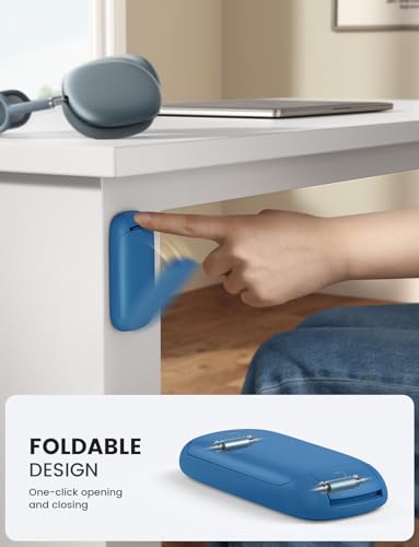 Lamicall Headphone Stand, Sticky Headset Holder, Foldable Headphone Holder | Compact Headphone Hook Mount, Adhesive Hanger Clip Under Desk, Earphone Clamp for Airpods Max, HyperX, Sennheiser, Blue - color: Blue