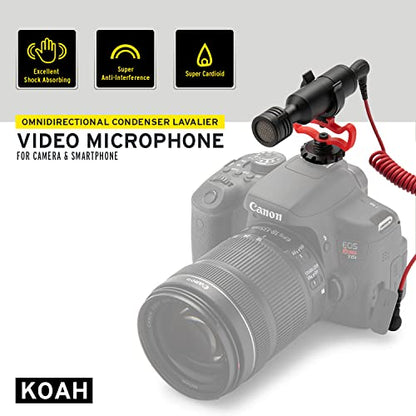 Condenser Camera Microphone – Compact, Straight Facing Professional On Camera Cardioid Mic - for Sony, Panasonic, Canon, Nikon, Fuji, Olympus Cameras