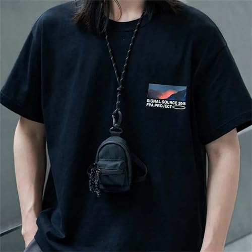 Mini Backpack Case for AirPods 4 2024 AirPods Pro 3,Purse Coin Wallet Keychain Pouch with Detachable Adjustable Long Lanyard & Lock, Multi-Functional Cable Organizer Travel Pouch for Women - color: Black Backpack