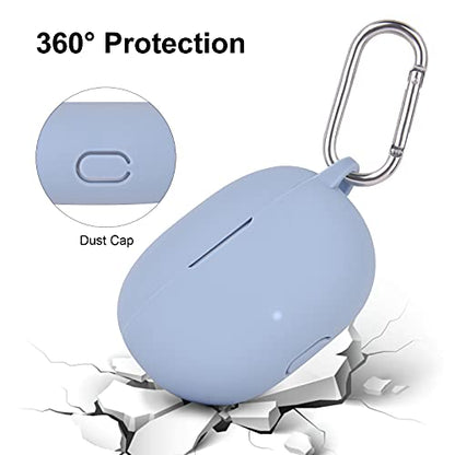 AIRSPO Silicone Case Compatible with Beats Studio Buds Case 2021 Soft Protective Cover for Beats Wireless Earbuds with Keychain (Grayish Blue) - color: Grayish Blue