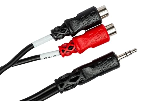 Hosa YRA-154 3.5 mm TRS to Dual RCAF Stereo Breakout Cable, 6 Inches | Audio signal splitting with 3.5mm TRS male and dual RCA female connectors