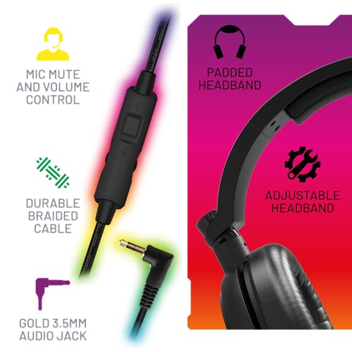 4Gamers C6-100 LED Light-Up Gaming Headset for PS5, Xbox & PC