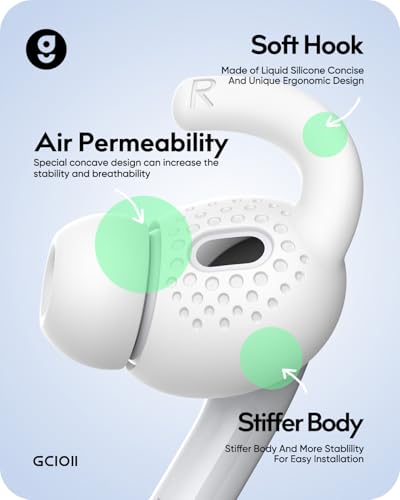 Gcioii 3 Pairs for AirPods Pro 2 Ear Hooks Covers, Anti Slip Sport Ear Tips - size: for AirPods Pro Gen 2
