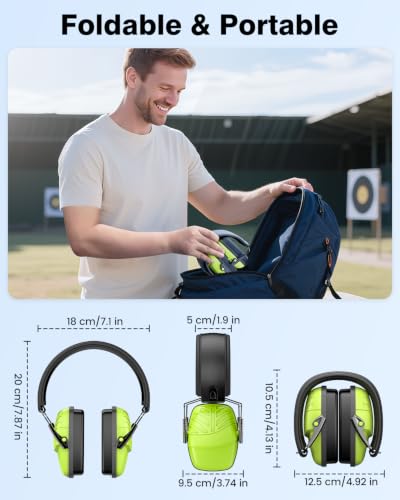 2Pack Ear Protection NRR 35dB Hearing Protection Ear Muffs for Shooting - color: Green