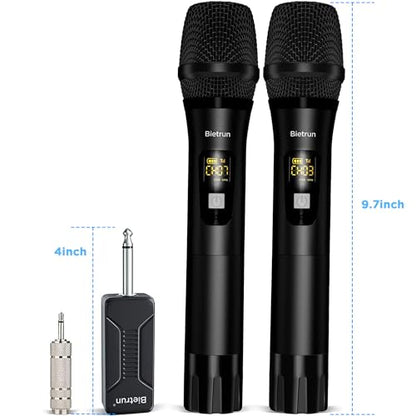 Bietrun UHF Wireless Microphone with 1/4'' Plug Rechargeable Receiver - color: Black
