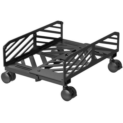 Suptek Computer Tower Stand,7.28 to 11.81 inch Wide Adjustable CPU Steel Rolling Stand,Under Desk or Floor Mobile CPU Stand Holder with Locking Caster Wheels,Gaming PC Holder, Black - style: PC Floor Mount