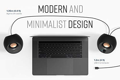 Creative Pebble V3, 2.0 USB-C Desktop Speakers, Bluetooth 5.0, White, USB-A | Bluetooth 5.0, USB-C, 2.0 Speaker, Clear Dialog, 8W RMS, USB-A Adapter, Desktop Speakers, Stereo, White - color: White