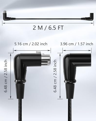 CERRXIAN Right-Angle 3 Pin XLR Male to Female Microphone Cables, 6.56 FT Professional Balanced XLR to XLR Audio Cables for Mixer Microphone DMX