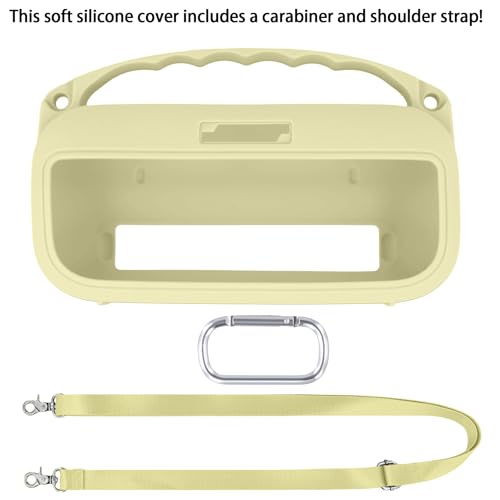 co2CREA Soft Silicone Case for Bose SoundLink Flex 2nd Gen, Yellow | Skin-Friendly Handle, Adjustable Shoulder Strap, Crossbody Carrying, Aluminum Carabiner, Lightweight - color: Citrus Yellow Case