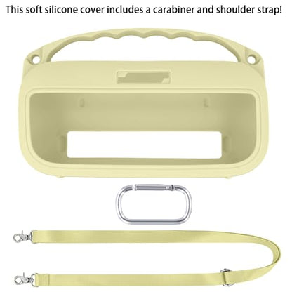 co2CREA Soft Silicone Case for Bose SoundLink Flex 2nd Gen, Yellow | Skin-Friendly Handle, Adjustable Shoulder Strap, Crossbody Carrying, Aluminum Carabiner, Lightweight - color: Citrus Yellow Case