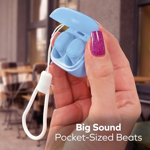 Mini Invisible Wireless Earbuds, Bluetooth 5.3, Mic & Charging Case, Blue | 12-HR Playtime, Touch Control, Sweat & Splash Resistant, Works with Siri, Alexa & Google, Compatible with iPhone & Android - color: D-Blue