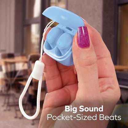 Mini Invisible Wireless Earbuds, Bluetooth 5.3, Mic & Charging Case, Blue | 12-HR Playtime, Touch Control, Sweat & Splash Resistant, Works with Siri, Alexa & Google, Compatible with iPhone & Android - color: D-Blue