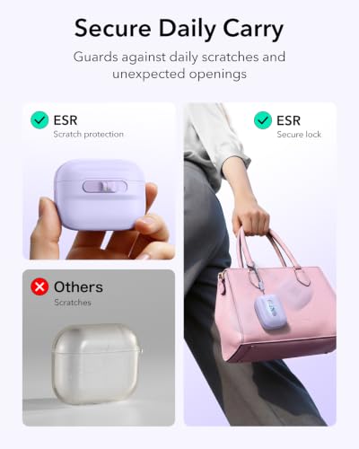 ESR for AirPods Pro 3 Case (2025), Compatible with MagSafe, Purple | Compatible with AirPods Pro 3 (USB-C Cable), Magnetic Lid, Full Drop Protection Cover with Lanyard - color: Purple, size: AirPods Pro 3 Case