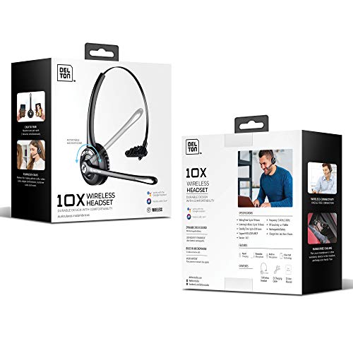 Delton 10X Trucker Bluetooth Headset, Wireless Headphones w/Microphone | Over The Head Single Earpiece with Mic for Skype, Call Centers, Truck Drivers - 18Hrs (2-Pack - style: Headset-Only