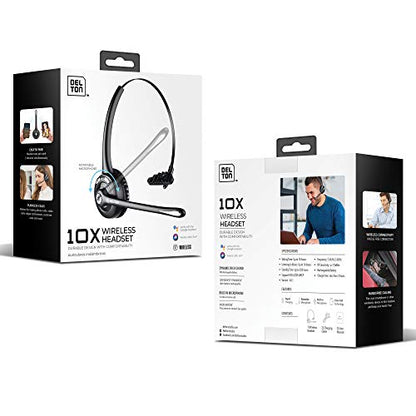 Delton 10X Trucker Bluetooth Headset, Wireless Headphones w/Microphone | Over The Head Single Earpiece with Mic for Skype, Call Centers, Truck Drivers - 18Hrs (2-Pack - style: Headset-Only