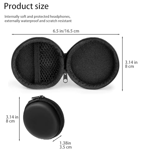 1 Pc Black Mini-Portable Hard Shell Earbuds Case, Round Earphone Carrying Case Storage Bag, Hard EVA Earphone Cases Cell Phone Accessories Organizer for Earphones Earbud