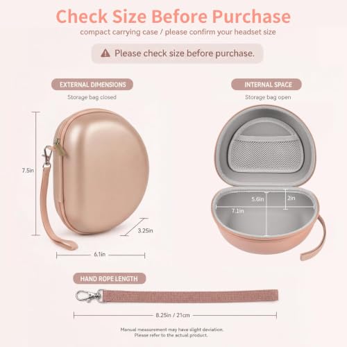Comecase Headphone Case Compatible with JBL Tune 720BT 770NC, Rose Gold | Hard Shell Travel Storage for Foldable Over-Ear Headphones, with Mesh Pocket for Cables. Case Only, Headphones Not Included - color: Rose Gold
