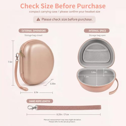 Comecase Headphone Case Compatible with JBL Tune 720BT 770NC, Rose Gold | Hard Shell Travel Storage for Foldable Over-Ear Headphones, with Mesh Pocket for Cables. Case Only, Headphones Not Included - color: Rose Gold