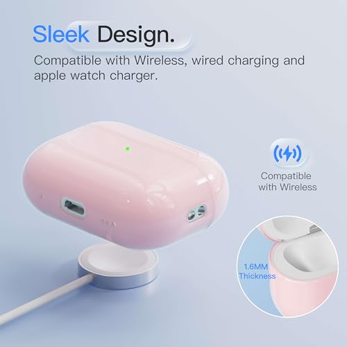 Case for AirPods Pro 3 Never-Sretch-Out DamonLight Shock-Proof Protective Semi Hard Silicone Case Compatible with Apple Airpods Pro 3rd Generation (Pink) - color: Pale Pink