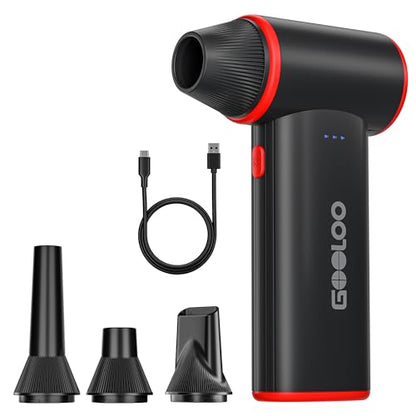 GOOLOO F3 Compressed Air Duster, 150000RPM Ultra-Power PC Air Duster | 3-Gear Electric Air Blower, Alternative to Canned Air, Mini Blower with 4-Hr Max Runtime for Keyboard, Car, House, Outdoor - color: Black