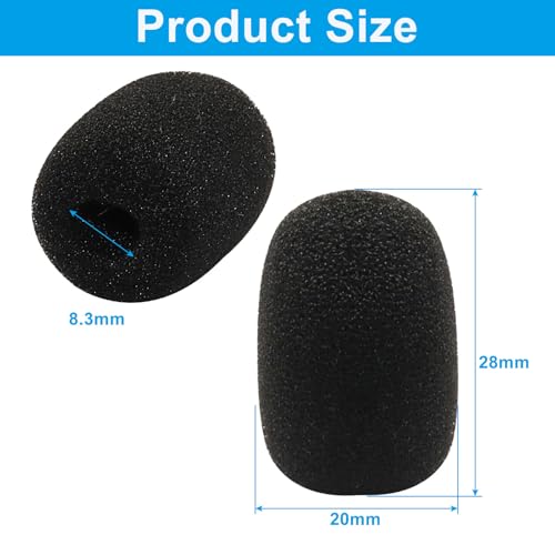 Black Lapel Headset Microphone Windscreen, 10 Pack | High-Density Sponge Foam Covers, Noise Reduction, Dust & Moisture Protection, Fits Gaming, Office, Fitness, Aviation Headsets - color: Black