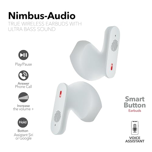 RCA Wave-78 True Wireless Earbuds, Bluetooth 5.2 Headphones with Microphone, Charging Case, 20H Playtime, Hi-Res Audio, Sweat Resistant, Compact in-Ear Design, Noise Cancelling, White - color: White
