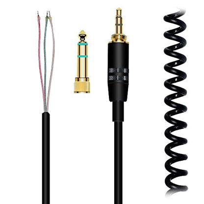 ATH-M50 Replacement Extension Cord Spring Relief Coiled Audio Cable Compatible with Sony MDR-7506 MDR-V6 MDR-V600 MDR-V700 MDR-V900 and Audio Technica ATH-M50 ATH-M50s Headphones (Black)