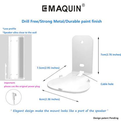 Wall Mounts Brackets for Sonos Roam 2/Sonos Roam/Sonos Roam SL(Include 2 PCS,Drill Free,Sturdy Metal,Enduring Paint Finish,Easy Install,White) - color: White, size: Wall mount-Pair set