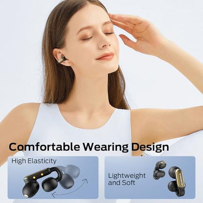 Monster Open AC601 Bluetooth Earbuds, Crystal Clear Call, USB-C Charging, Bluetooth 5.4 Open Earphones with ENC, IPX5 Waterproof Wireless Clip-on Earbuds, 32H Playtime Ear Buds (Black)
