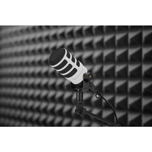 Rode PodMic Cardioid Dynamic Broadcast Microphone with WS14 PodMic Pop Filter - White