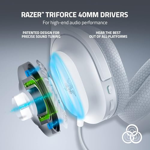 Razer Barracuda X Wireless Gaming & Mobile Headset (PC, PlayStation, Switch 2, Android, iOS): 2.4GHz Wireless + Bluetooth - 40mm Drivers - 50 Hr Battery - Mercury White (Renewed)