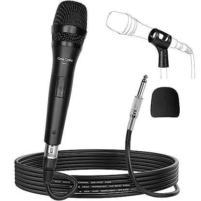OneOdio ON55 Wired Dynamic Microphone for Singing, 16.4ft XLR Cable | Metal handheld body, on/off switch, mic clips and cardioid pickup for karaoke, amps, speakers, parties and speeches