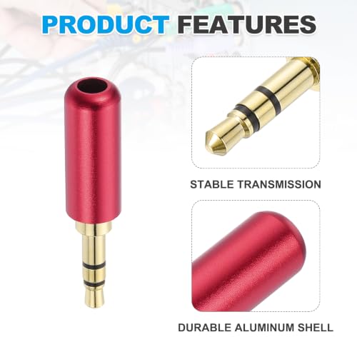 MECCANIXITY 2Pcs 3.5mm Replacement Repair Plug Jack, 3 Pole Red - color: Red