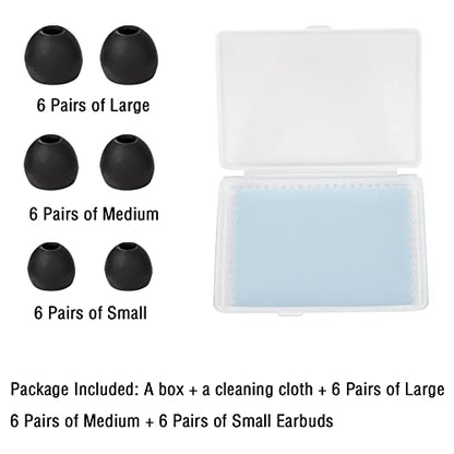 18 Pairs Silicone Earbud Tips Replacement Ear Tips Earbuds Cap for in- Ear Headphones Eartips (Inner Hole from 3.8mm-5.5mm Earphones) Earbud Replacement Tips Ear Buds Tips S M L,Black - color: Black