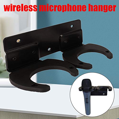 Microphone Stand, Microphone Wall Mount Stand Mic Clip Holder, Hold Up to 2 Micphones