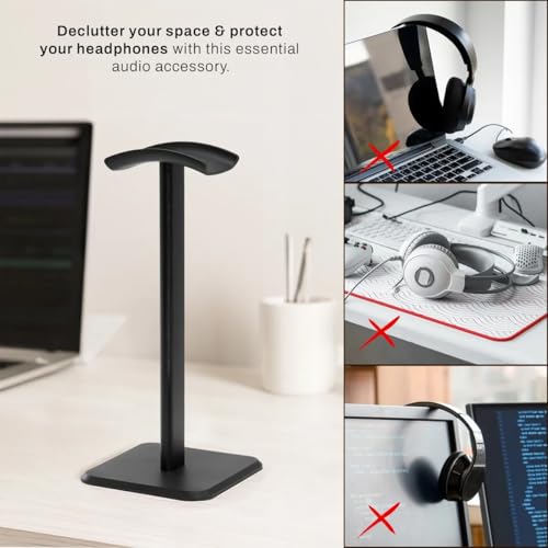 Audio-Technica ATH-M20x Closed-Back Over-Ear Professional Monitor Headphones, Black, Bundle with Desktop Stand