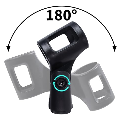 4Pcs Microphone Clip Rubber Flexible Mic Holder | Handheld Wireless, Adjustable Angle, Inner Diameter Range 30-50mm - style: Black, Square