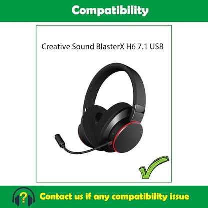 Breathable Fabric Earpads Replacement for Creative Sound BlasterX H6 7.1 USB Gaming Headset Ear Cushions