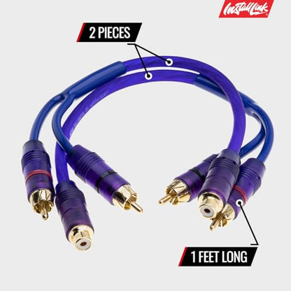 Install Link RCA Y Adapter Cable, 1-Female to 2-Male Splitter, 2-Pack (OFC) | Pure OFC Copper, 1ft, Feeds One Stereo Signal to Two Components, for Subwoofer, Home Theater, Car Audio Amplifier, Studio - color: Frosted Purple, size: 1-Female to 2-Male