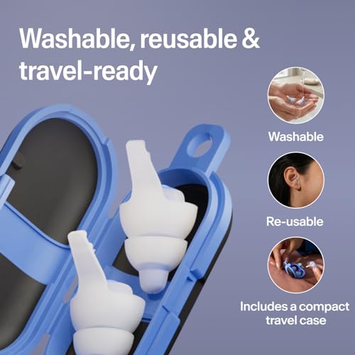 Alpine SleepDeep Reusable Earplugs for Sleeping | Earbuds for Side Sleepers | Medium 27dB SNR Soft Ear Plugs For Noise Reduction|Silicone-Free| Ear Protection |Travel Essentials Airplane Essentials - style: M