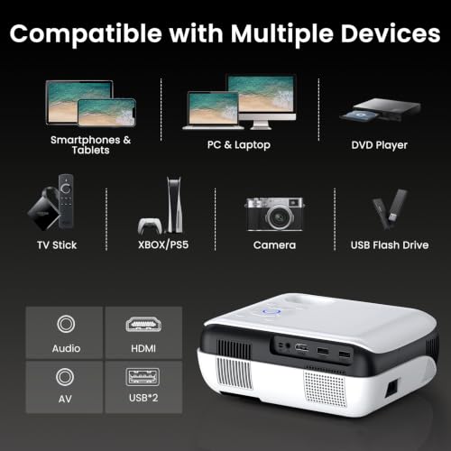 HAPPRUN Native 1080P Outdoor Smart Projector-Standard | Native 1080P • Mini & Portable • Easy Setup • Built-in Speaker • Indoor & Outdoor • Phone, Laptop & PS5 Compatible - style: Standard