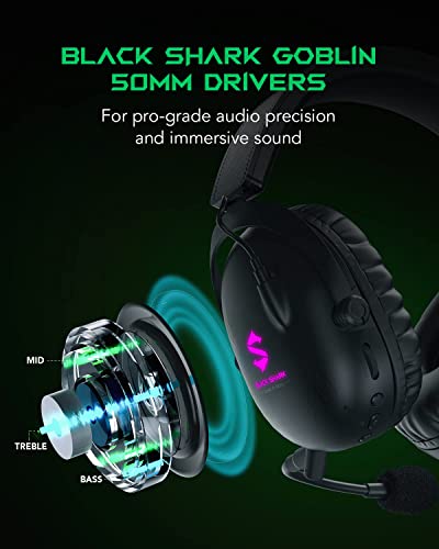 Black Shark Wireless Gaming Headset with Microphone, Bluetooth Xbox Headphone - Fast Connection, No Delay - 2.4GHz USB Headphone with Over Ear Memory Foam for PC, PS5, PS4, Xbox