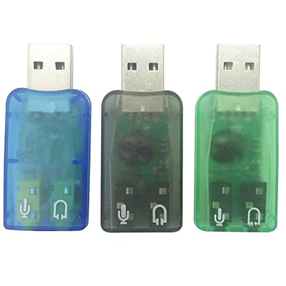 USB Audio Adapter 3.5mm Headphone and Microphone Jacks External Stereo Sound Card Plug and Play No Drivers Needed Compatible Windows, Mac, Linux, PC, Notebook, Desktop, PS4 (Three Colors)