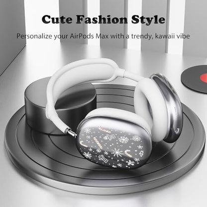 for AirPods Max Headphones Christmas Ear Covers for AirPods Max 2 | Cute Snowflake Clear Ear Cups Cover | White Silicone Ear Pad Case Headband Cover for Apple AirPods Max 2/1 (2026/2024/2020) - color: Snowflake A/White