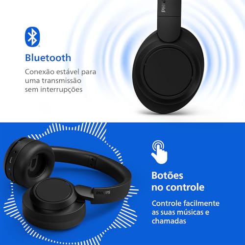 PHILIPS H6509 Wireless Headphones, Over-Ear Bluetooth 5.3 Headphones with Noise Canceling Pro, Dynamic Bass, 70H Battery Life, Fast Charging, Soft Ear Cups, Multipoint Connectivity, App Control